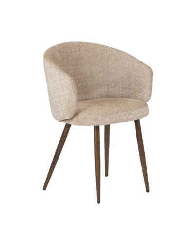 Silla Tapizada Curva Beige con Patas Madera