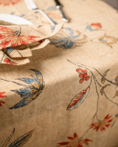 Mantel Lino Arena y Flores